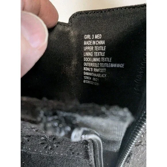 SO Samanthaa Girls Black Faux Suede Ankle Boots Size 3 Laser Cut Floral... - Picture 6 of 9